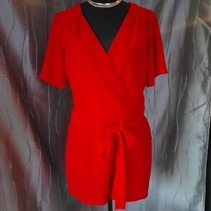 Premier Amour Faux Wrap Romper Shorts Jumpsuit Red Womens Size 10